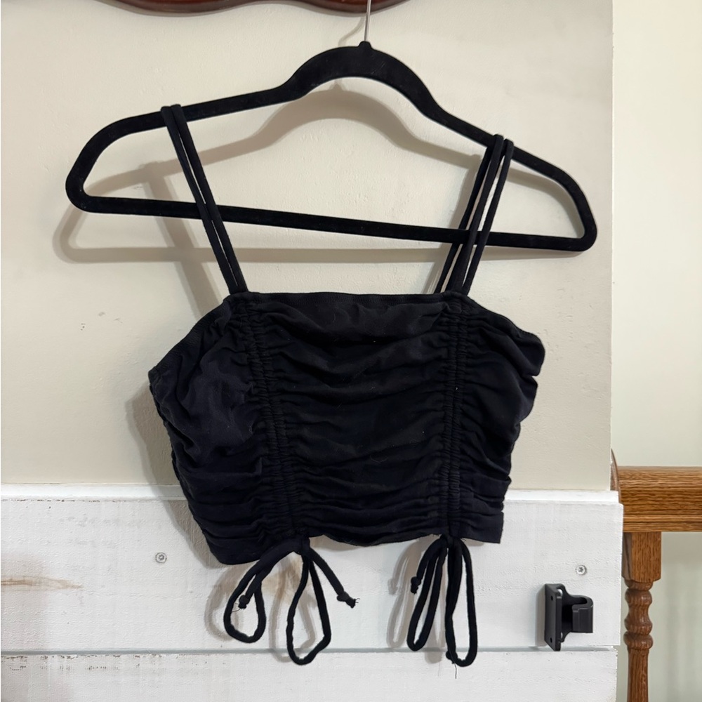 Wild Fable Black Ruched Camisole Crop Top